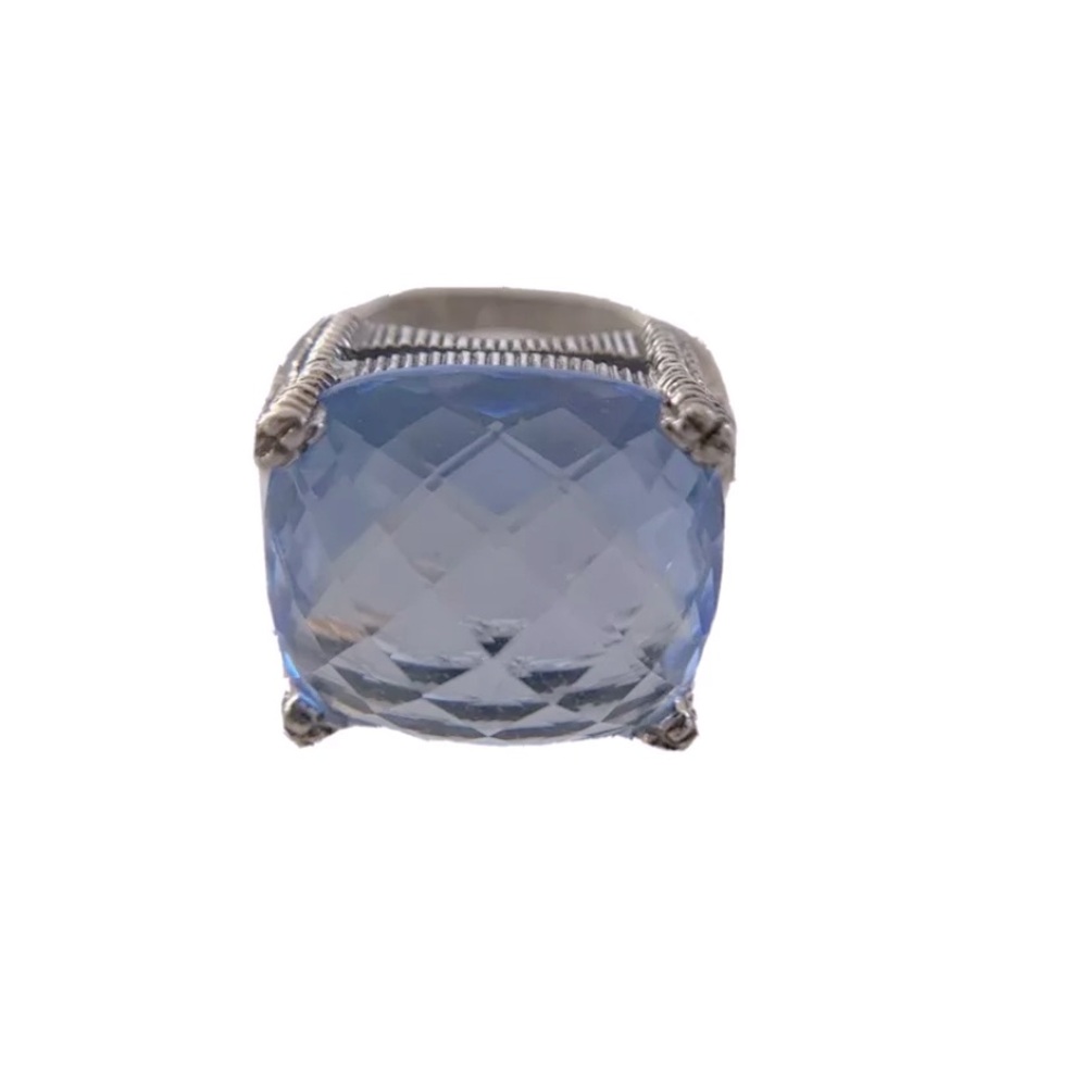 RARE Judith Ripka cushion cut blue topaz ring